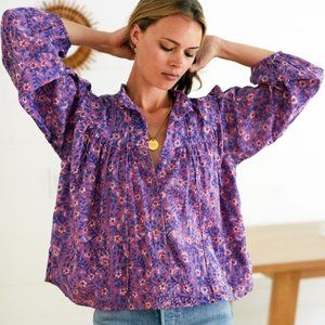 NWT Emerson Fry M India Emmaline Violet Wildflower Blouse